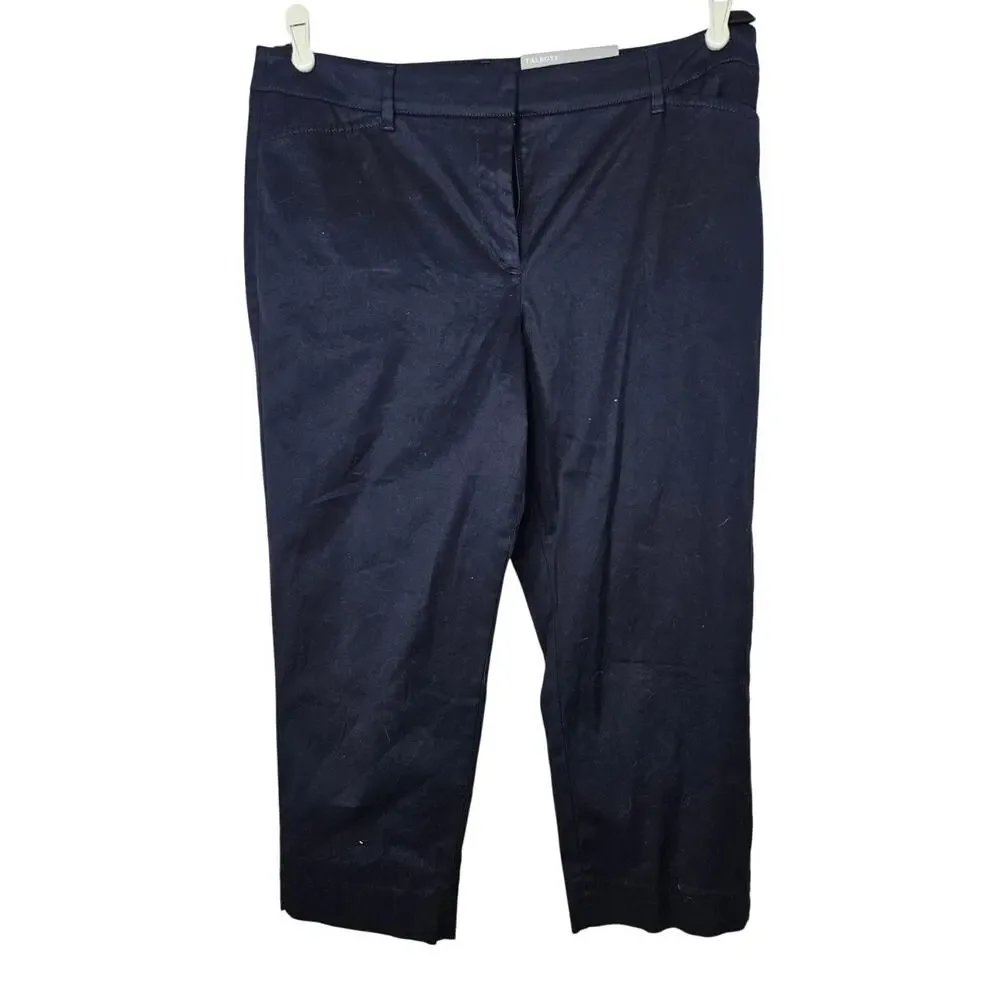 NEW Talbots 12p Navy Blue Perfect Crop Chino Pant Coastal Career Minimalist